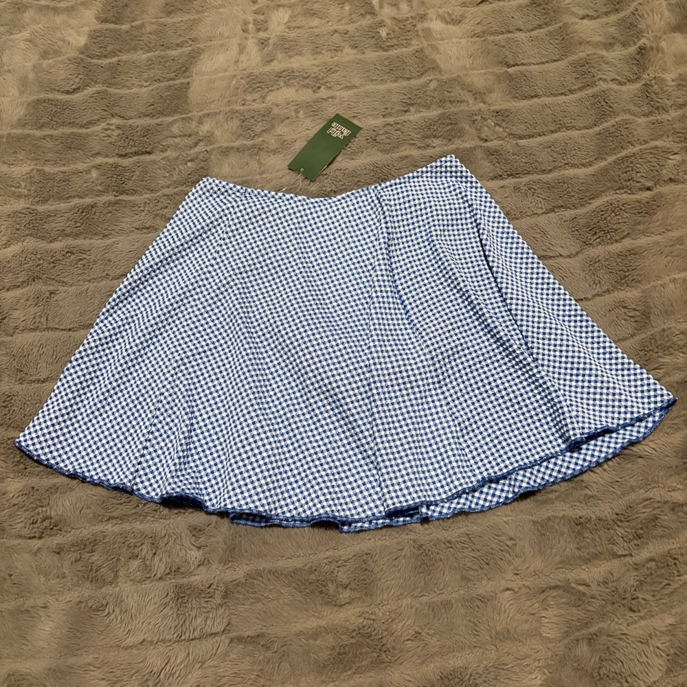 Blue Gingham A-Line Skort - Women